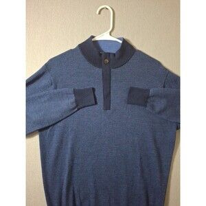 Peter Millar Men Small  1/4 Zip Italian Merino Wool  Sweater Blue Black Stripe